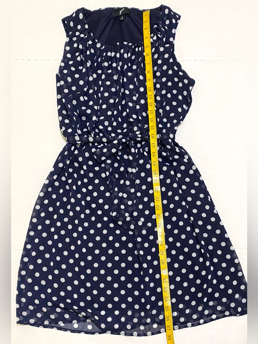 GNW Womens 16 Blue White Polka Dot Sleeveless Dress Summer Preppy Lightweight - Picture 13 of 16